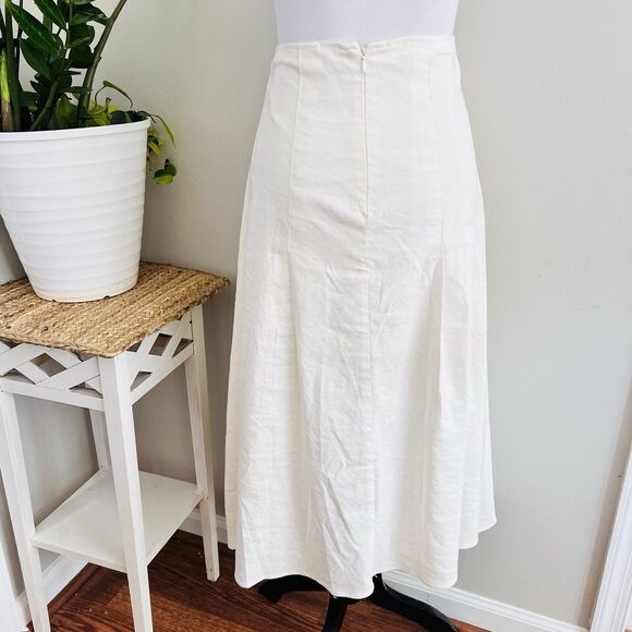 Forever 21 Cotton Linen Flax Blend White Natural Earthy Lined Skirt Lagenlook XL - Picture 6 of 9
